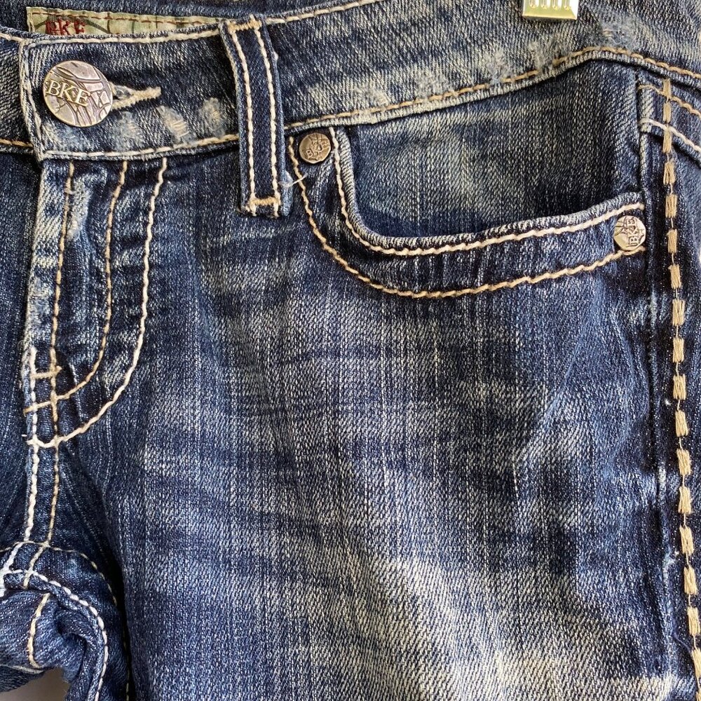 BKE Sabrina Stretch Denim Womens Jeans Size 26 Cropped Low Rise Dark Distressed - Picture 11 of 12